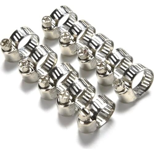 10Pc Stainless Steel Drive Hose Clamp Tri Clamp Adjustable Fuel Line Pipe Worm Gear Clip Clamp Tube Fasterner Spring Clip 8-12mm