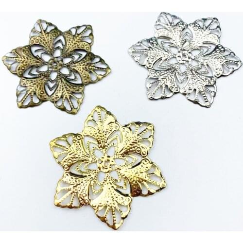10 pieces4.8cm Metal Filigree Flowers Jewelry Accessory DIY Components Findings For DIY Jewelry