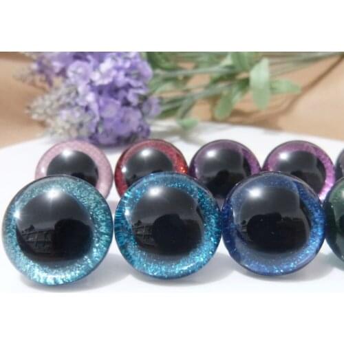 20pcs/lot--30mm/40mm big size round clear toy safety eyes + glitter fabric + hard washers for diy doll--size color option