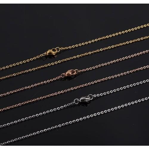 5pcs/lot 316L Stainless Steel 1.5mm Width 60cm Long Rolo Link Chain with Lobster Clasp for DIY Pendant Necklace Jewelry Making