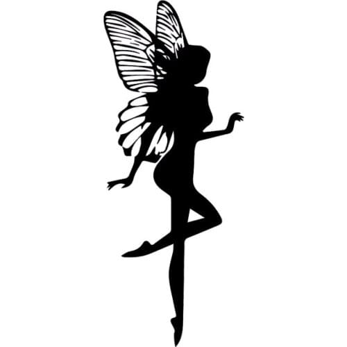7.5*18CM Beautiful Silhoutte Cute Smart Fairy Girl Popular Decal Black/Silver Vinyl Artistical Style Car Sticker C20-1175