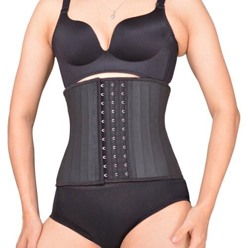 9 inch Short Torso Latex Corset Waist Trainer 25 Steel Boned Body Shaper Slimming Shapewear