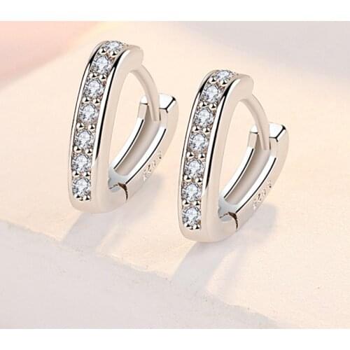 925 Sterling Silver Cubic Zircon Geometric Stud Earring For Women Party Wedding Jewelry Pendientes Accessories eh870