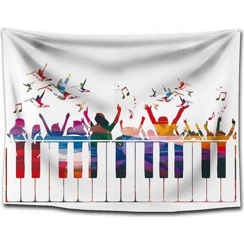Large Musical Notes Hip Hop Rock Tapestry Wall Art Rock Reggae Flag Banners Hanging Paintings Wall Carpet Wallpaper Home Decor E