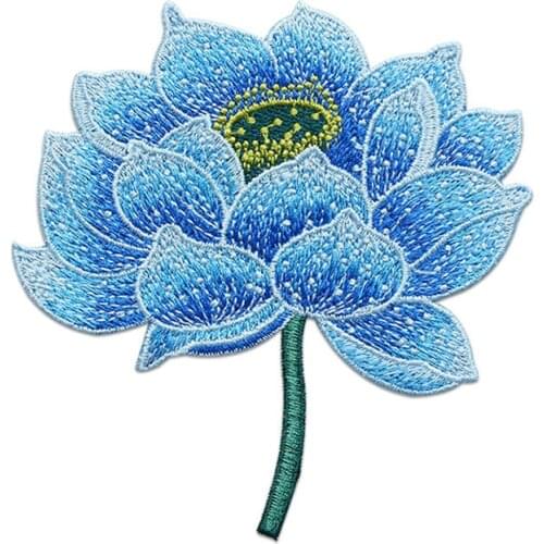 Lotus Flower Embroidered Sew on Patches for Clothing Jackets Dress Apparel Accessories Badges for Clothes Sewing Patch Applique