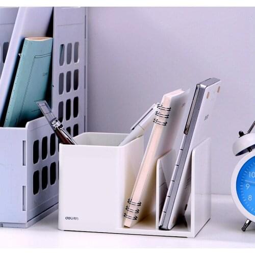 Deli 9128 multi-function plastic pen stands pen holder desktop stationery pencil stand box container pot color