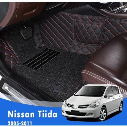 For Nissan Tiida 2011 2010 2009 2008 2007 2006 2005 Luxury Double Layer Wire Loop Car Floor Mats Carpets Auto Accessories