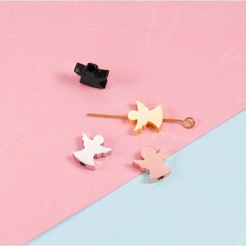 Fnixtar Angle Charms Bead Mirror Polished Stainless Steel DIY 1.8mm Small Hole Bead For Bracelet Making 9.6x10mm 20piece/lot