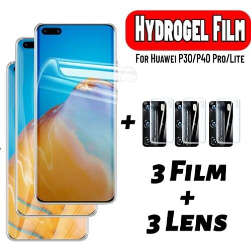 Hydrogel Film For Huawei P40 Pro Plus Camera Lens Huawei P30 Pro P40 Lite Soft Glass Protective Screen Protector Huawei P40 Pro