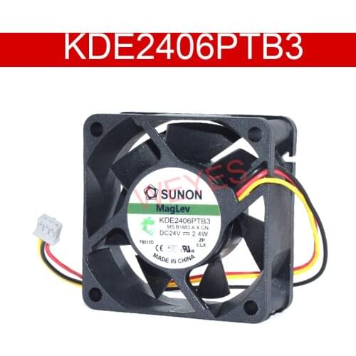Original For SUNON KDE2406PTB3 DC 24V 2.4W 60x60x25mm Three Lines Server Cooler Fan