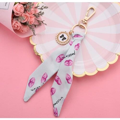 Fashion Hot Sale Scarves Key Chain Bowknot Exquisite Decoration Silk Tassels Keychains Women Bag Charm Pendant EH107