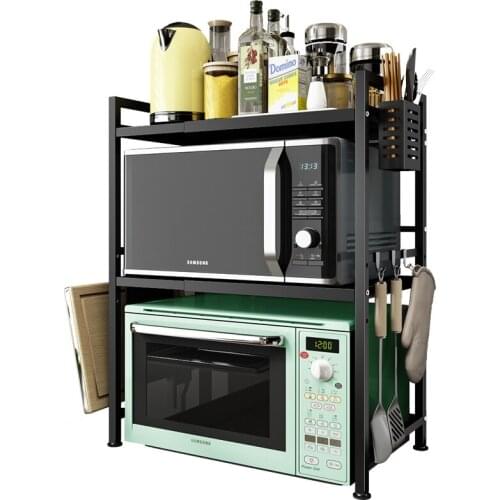 Scalable Adjustable Microwave Oven Rack Kitchen Shelf Supplies Oven Household Storage Desktop 2 Double Floor Landing