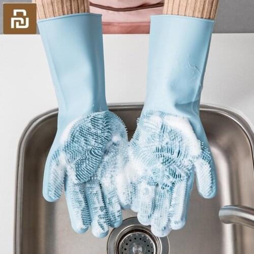 Hot mijia JJ Magic Silicone Cleaning Gloves Insulation non-slip Dishwash Glove Double-sided Wear Gloves for xiaomi Home Kitchen