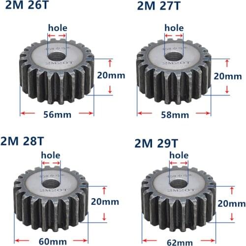 MOD2 gear rack 26 teeth-41 teeth gear tooth hardened thickness 20mm 2 module metal gear pinion cylindrical spur gear customized