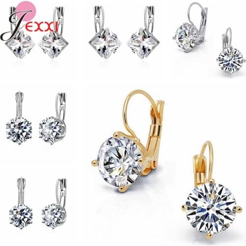 New Arrivals Authentic 925 Sterling Silver Dazzling Crystal Hoop Earrings For Women Girls Birthday Party Fine Jewelry Earrings