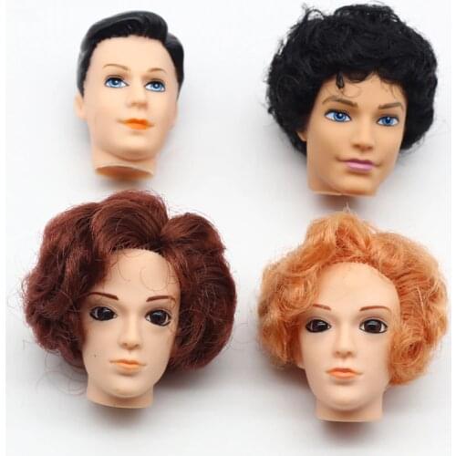 One Pcs 3D eyes Black brown hair Boyfriend Male Doll Head For Ken Doll For 1/6 Barbies Boyfriend Doll Accessories er019