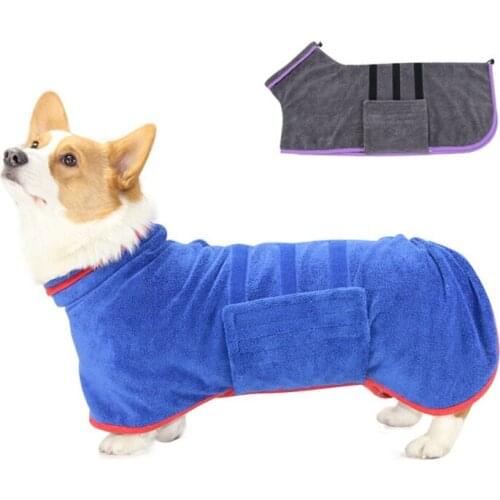 Solid Dog Bathrobe XL-3X Pet Dog Bath Towel for Medium Large Dogs Microfiber Super Absorbent Pet Drying Towel Professional Towel