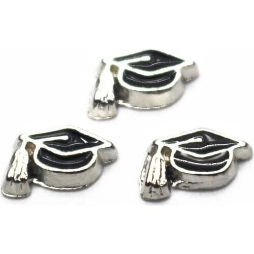 Wholesale 10pcs/lot doctoral cap floating charms Alloy charms living glass memory lockets DIY jewelry