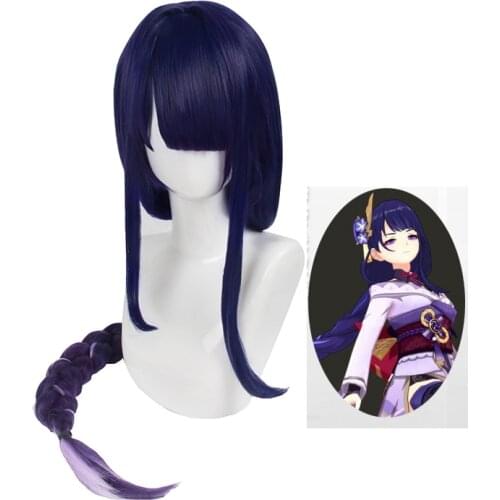 Baal Cosplay Wig Game Genshin Impact Shogun Woman 110cm Long Graident Braided Hair Peluca Anime Hallowen Party Wigs