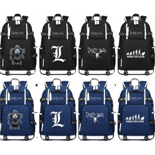 New Death Note Yagami Light Backpack Travel Shoulder Laptop USB Bags Cosplay Anime Kids Teens School Student Bags Bookbag