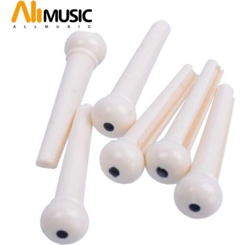 120 Pcs Lvory White Plastic Guitar Bridge Pins for Folk Acoustic Guitar With Black Dot Inlay