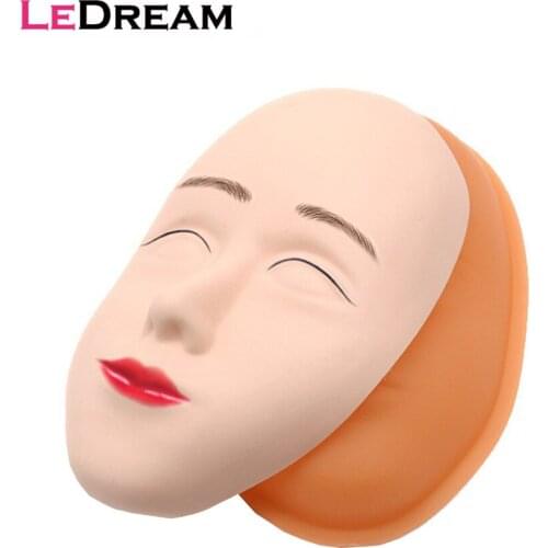 5D Silicone Fake Tattoo Practice Training Head Face Skin Base Mannequin Doll For Permanent Lip Eyebrow Makeup Tattoo Accessory