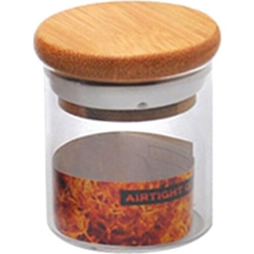 Higher Boron Glass Airtight Jar With Bamboo Wood Lid Large Carpacity Tabacco Sstorage Tank Transparent Kitchen Seasoning Storag