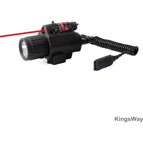Tactical LED Flashlight and Red Laser Sight Combo White Light Picatinny 20mm Rail Mount With Tail Switch for Hunting Pistols