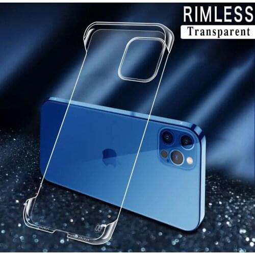Ultra Thin Frameless Clear Phone Case For iPhone 12 11 Pro Max 12Mini X XS XR Hard PC Transparent Cover For iPhone 7 8 Plus SE 2