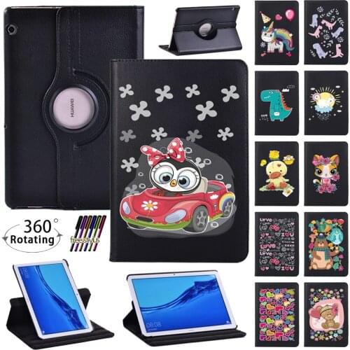 360 Rotating Case for Huawei MediaPad T3 10 9.6"/MediaPad T5 10 10.1" Tablet Foldable Leather Magnetic Cover