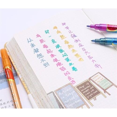 W3JD 12 Colors Glittering Marker Point Paint Marker Permanent Marker Pen DIY Art Mark