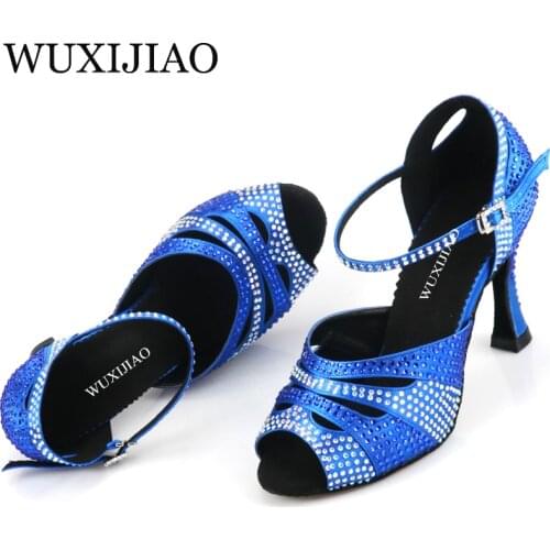 WUXIJIAO Womens Latin Dance Shoes New Dance Shoes Unique Design Salsa Shoes Diamond Sandals