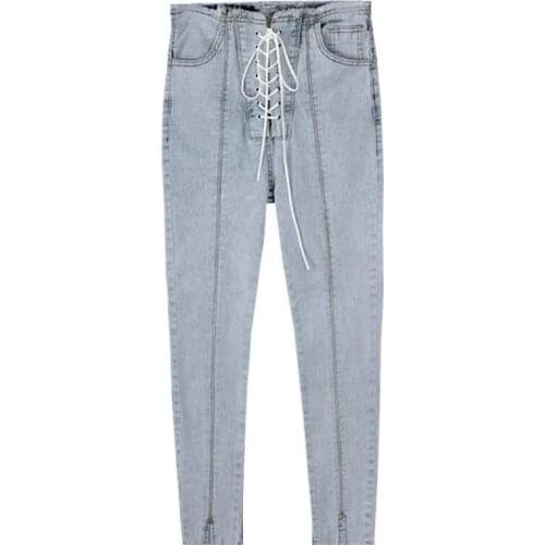 2021High Waits Bandage Sexy Jeans Spring and summer Women Fashion Streetwear Outfits Trousers