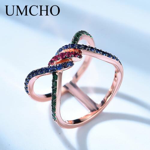 UMCHO Genuine 925 Sterling Silver Double Circle Ring for Woman Sterling Silver Jewelry Wedding Engagement Gift Fine Jewelry