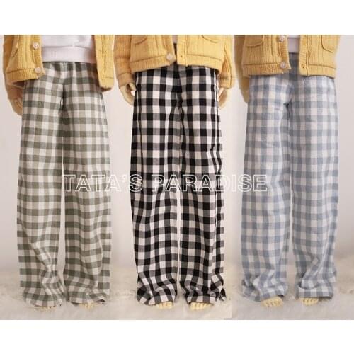 1/3 1/4 SD17 Uncle size BJD.SD doll clothes pants plaid casual pajama pants wide legs loose foot pants doll accessories