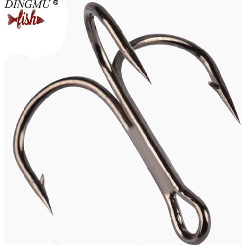 10pcs Fishing Hooks High Steel Carbon Material Treble Black Fishing Hook Round Folded Saltwater Bass 3/0 # -10 # Tackle Tools