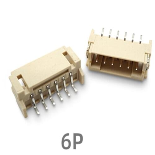 1000Pcs/Lot JST PH2.0 Wire Terminal Pitch 2.0mm 6Pin Horizontal Paste Patch Socket Male Plug Shell SMD Cable Connectors