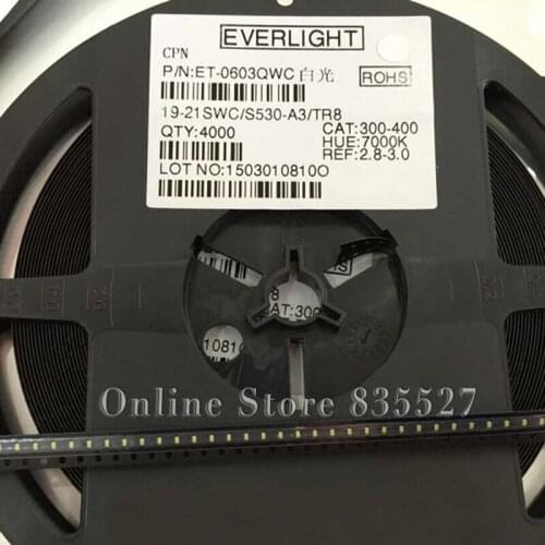 1000PCS/LOT ( Make EVER LIGHT ) 1608 0603 white 300-400mcd SMD LED lamp beads bright LED light emitting diode