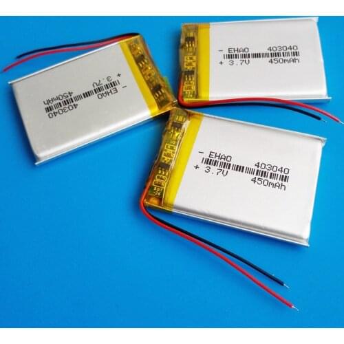 3 pcs 3.7V 450mAh 403040 Lithium Polymer Li-Po Rechargeable Battery Lipo cells For Tachograph Car DVR Bluetooth speaker Camera