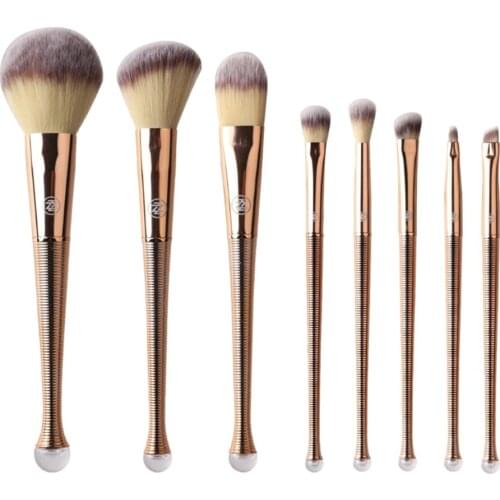 8Pcs Soft Dense Synthetic Makeup Brushes Set Concealer Powder Brush Golden