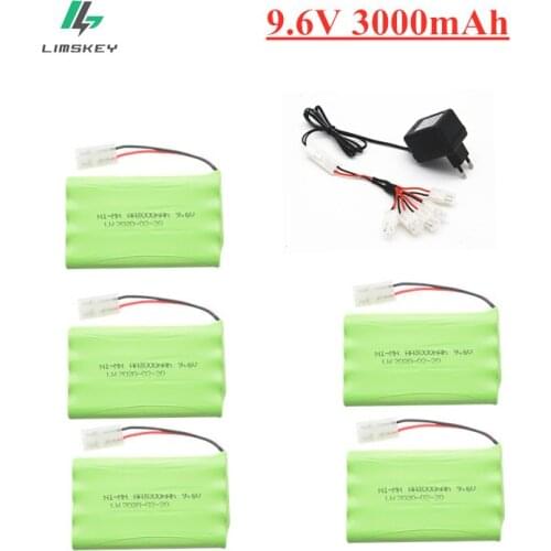 9.6v 3000mah Rechargeable Battery + 9.6v Charger For Rc toys Car Tank Robots Gun RC Boat AA Ni-MH 9.6v 2400mah NiMH Battery Pack