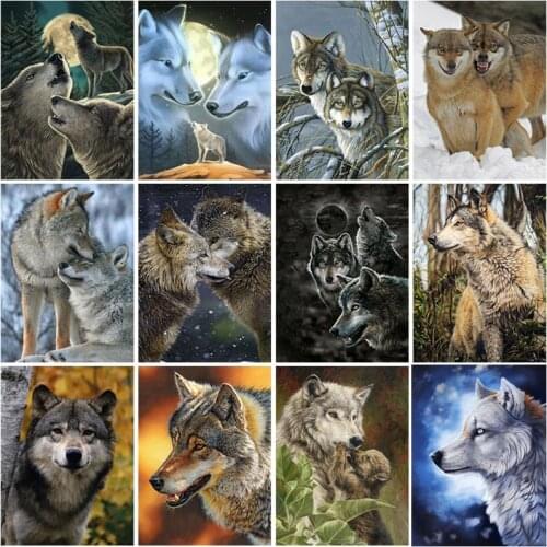DIY Wolf 5D Diamond Painting Full Square Drill Kit Diamond Embroidery Cross Stitch Christmas Gift Mosaic Wall Art Home Decor