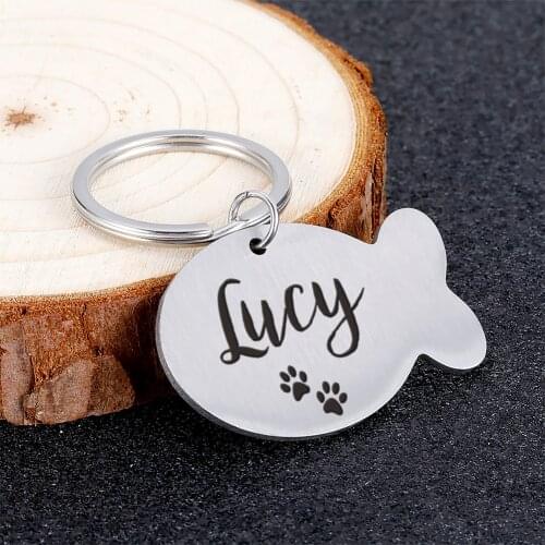 Custom Dog Tag Engraved Pet Dog Collar Accessories Personalized Cat Puppy ID Tag Stainless Steel Paw Name Tags Pendant Anti-lost