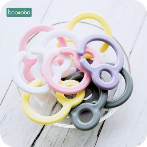 Bopoobo 20pc Plastic Pacifier Hook Teething Ring Links For Baby Stroller Toys DIY Dummy Clips Baby Teether Baby Cart Accessories