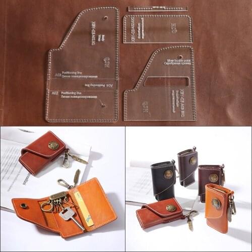 DIY Key Holder Kraft Paper Template Drawing Pattern Handmade Leather Bank Card Storage Bag Sewing Stencil Wallet Mould