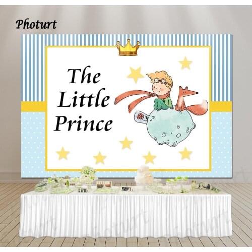 PHOTURT Little Prince Photography Backdrop Baby Shower 1st Birthday Party Background Cartoon Fox Star Vinyl Photo Decorate Props