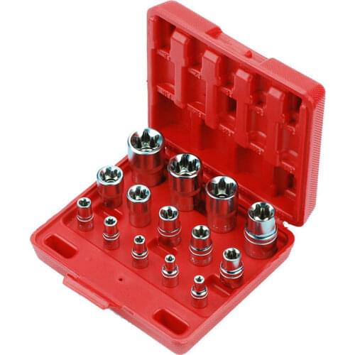 14 Pcs/set 1/4"&3/8"&1/2" E4-E24 Torx Socket Wrench Head CR-V E-type Hexagonal Spanner Allen Head Auto Repair Tools