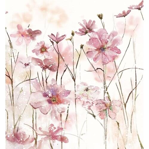 Flower Pink Grey Floral Nordic Printed Canvas 11CT Cross Stitch DIY Embroidery Patterns DMC Threads Handicraft Mulina