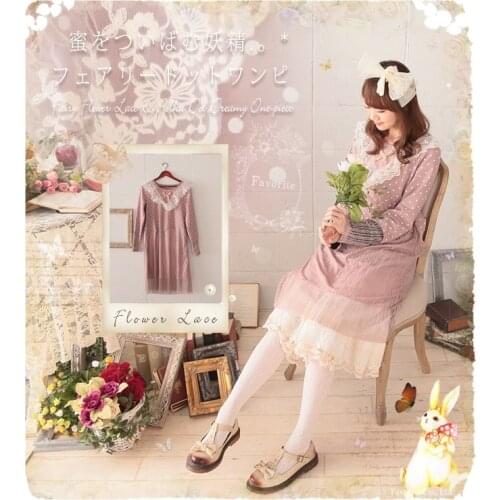 Japanese Mori Girl Kimono Cute Bohemian Vintage Hippie Boho Polka Dot Knitted Cotton Lace Patchwork Robe Women Autumn Fall Dress