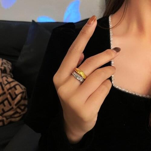 Hip-Hop Rock Party Hyperbole Ring Irregular Twisted Wave Ring Retro Fashion Ring Tide Minimalist Index Finger Ring Women Jewelry